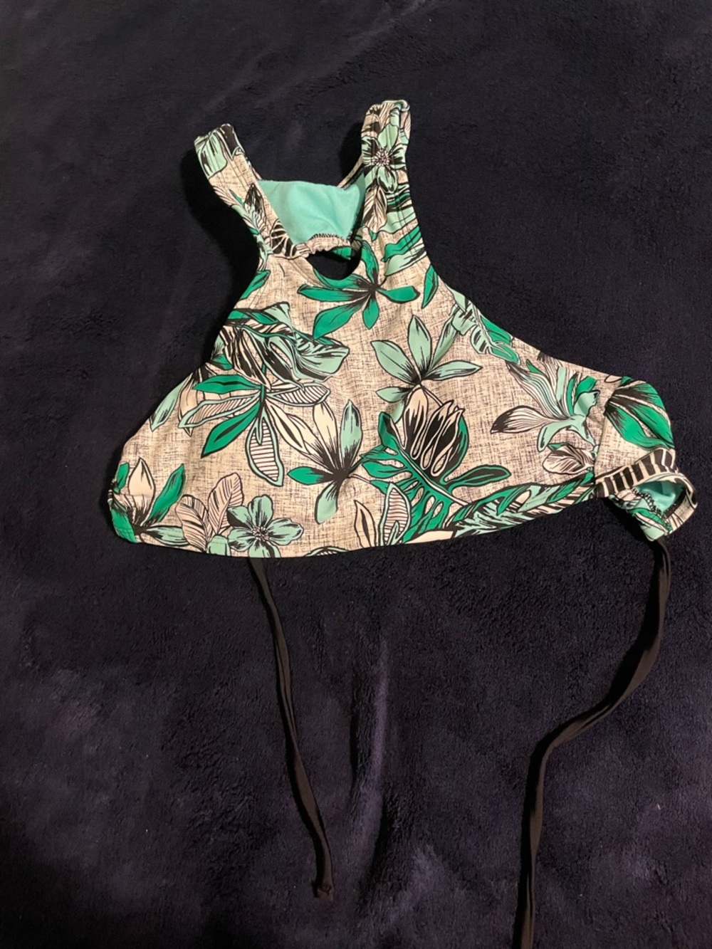 Floral Green Halter Swim Top